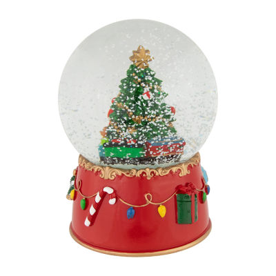 Northlight 8in Christmas Tree Village Train Musical Lighted Round SnowGlobes