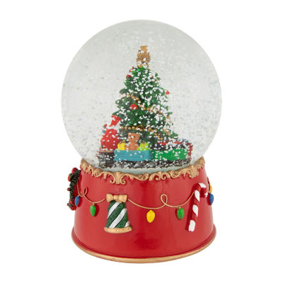 Northlight 8in Christmas Tree Village Train Musical Lighted Round SnowGlobes
