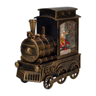 Northlight 6.75in Black Train Christmas With Santa Snow Globe