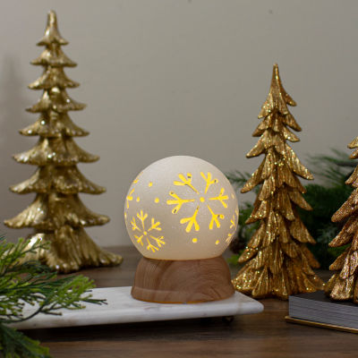 Northlight 6.5in White And Brown With Snowflakes Christmas Tabletop Decor