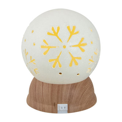 Northlight 6.5in White And Brown With Snowflakes Round SnowGlobes