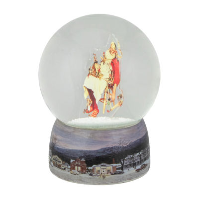Northlight 6.5in Norman Rockwell Santa And His Helpers Christmas Round SnowGlobes