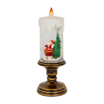 Northlight 11-Inch Led Glitter Candle Christmas Figurine Round SnowGlobes