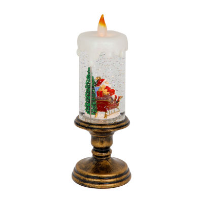 Northlight 11-Inch Led Glitter Candle Christmas Figurine Round SnowGlobes