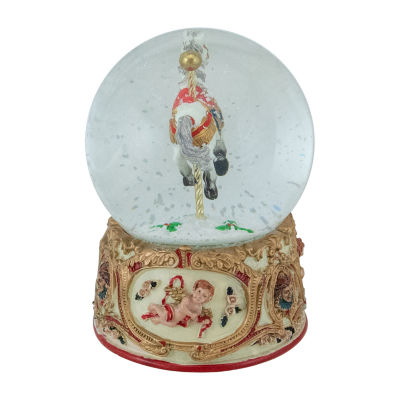 Northlight 5.5in Musical Carousel Horse Christmas Round SnowGlobes