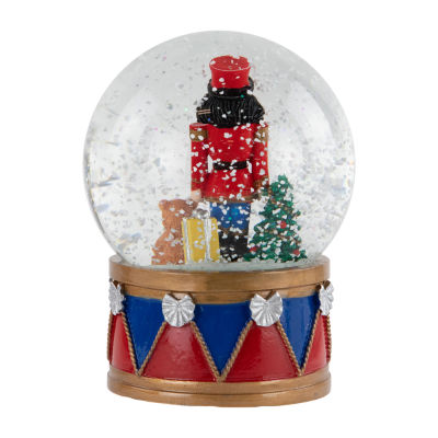 Northlight 6in Christmas Nutcracker With Teddy Bear Musical Water Round SnowGlobes