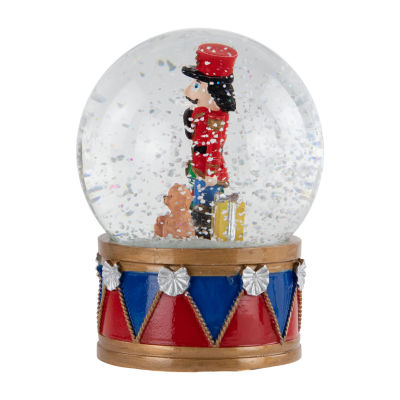 Northlight 6in Christmas Nutcracker With Teddy Bear Musical Water Round SnowGlobes