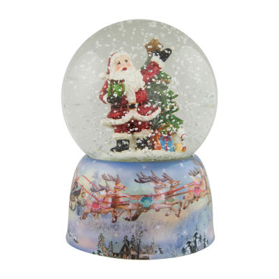 Northlight 6in Waving Santa Claus Delivering Presents Musical Round SnowGlobes