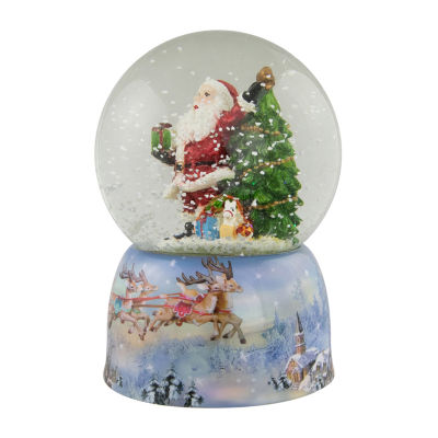 Northlight 6in Waving Santa Claus Delivering Presents Musical Round SnowGlobes