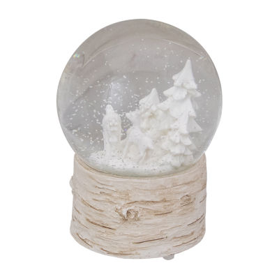 Northlight 5.5in White Reindeer And Christmas Tree Round SnowGlobes