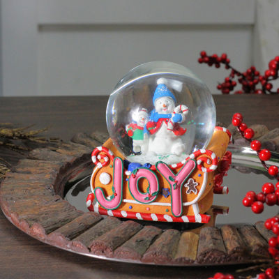 Northlight 5.25in Musical Injoyin Snowmen And Gingerbread Sleigh Christmas SnowGlobes