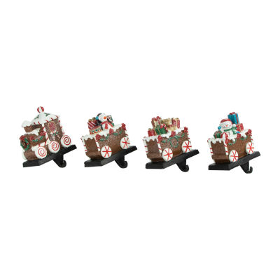 Northlight Gingerbread Train 4.75in 4-pc. Christmas Stocking Holders