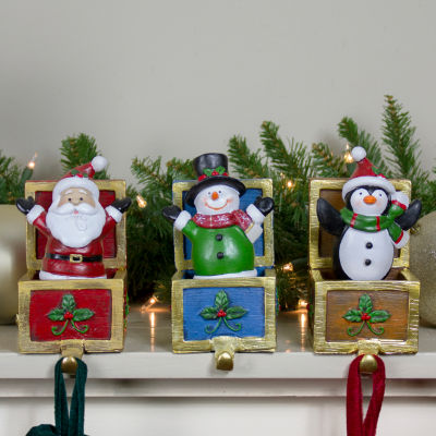 Northlight Santa  Snowman And Penguin Jack In The Box 2-pc. Christmas Stocking Holder