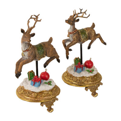 Northlight Glittered Reindeer 9.5in 2-pc. Christmas Stocking Holder