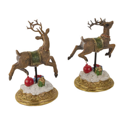 Northlight Glittered Reindeer 9.5in 2-pc. Christmas Stocking Holders