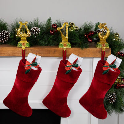 Northlight Glittered Gold Harp 7in 3-pc. Christmas Stocking Holder