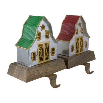 Northlight Led Lighted Galvanized Barn 5.5in Christmas Stocking Holders