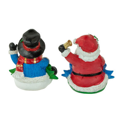 Northlight Santa And Snowman Glittered 5in 2-pc. Christmas Stocking Holder