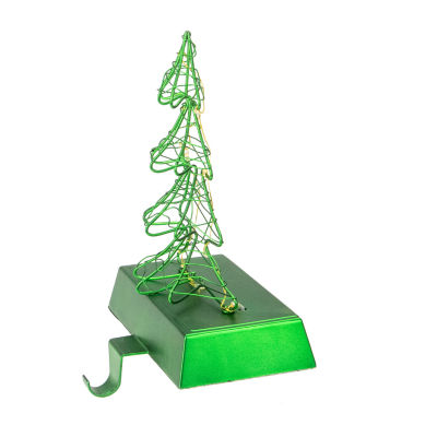 Northlight 8in Led Lighted Green Wired Tree Christmas Stocking Holder