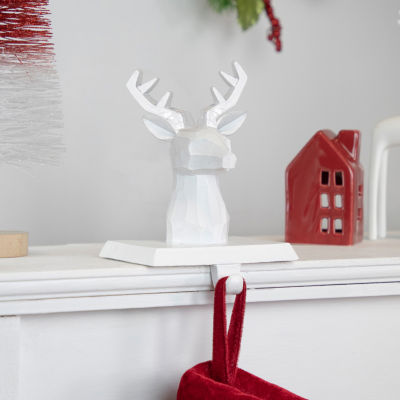 Northlight White Reindeer Head 6in 2-pc. Christmas Stocking Holder