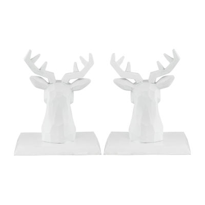 Northlight White Reindeer Head 6in 2-pc. Christmas Stocking Holders