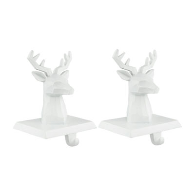 Northlight White Reindeer Head 6in 2-pc. Christmas Stocking Holders