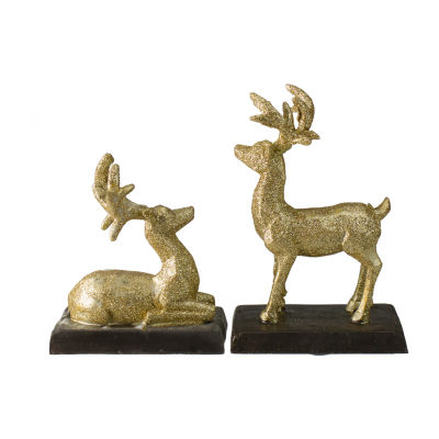 Northlight Gold Reindeer Glittered 8.5in 2-pc. Christmas Stocking Holders