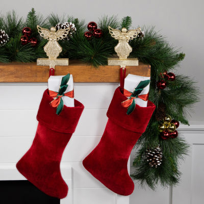 Northlight Gold Angel Glittered 5.5in 2-pc. Christmas Stocking Holders