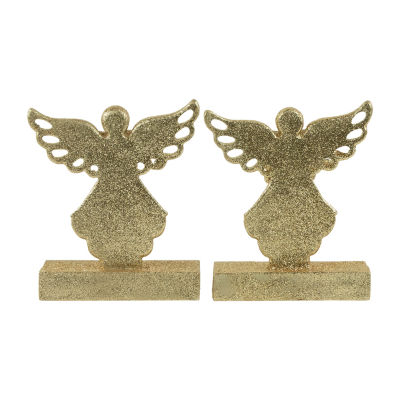 Northlight Gold Angel Glittered 5.5in 2-pc. Christmas Stocking Holders