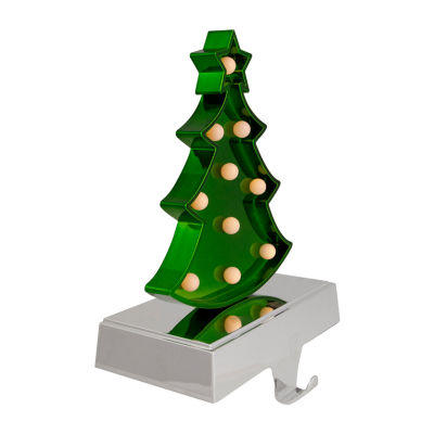 Northlight Shiny Green Led Lighted Tree  7in Christmas Stocking Holder