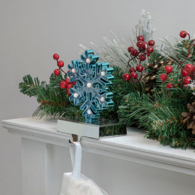 Northlight Blue And Silver Led Lighted Snowflake  7in Christmas Stocking Holders
