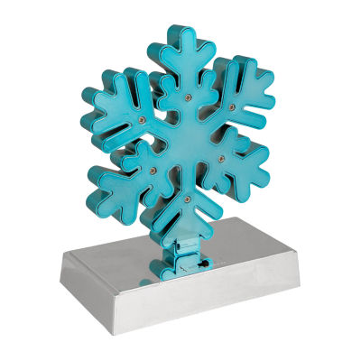 Northlight Blue And Silver Led Lighted Snowflake  7in Christmas Stocking Holder