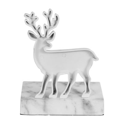 Northlight 7.5in White And Black Marbled Standing Deer Christmas Stocking Holder