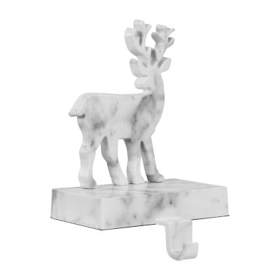 Northlight 7.5in White And Black Marbled Standing Deer Christmas Stocking Holder