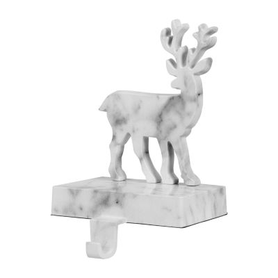 Northlight 7.5in White And Black Marbled Standing Deer Christmas Stocking Holders