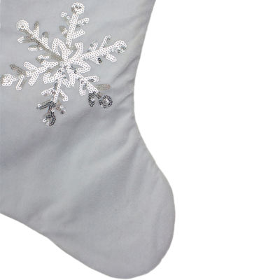 Northlight 20in White  With Silver Sequin Snowflake Christmas Stocking