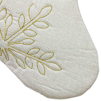 Northlight 20in White With Gold Snowflakes  With Cuff Christmas Stocking