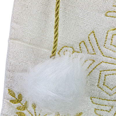 Northlight 20in White With Gold Snowflakes  With Cuff Christmas Stocking