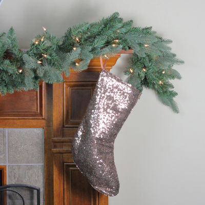 Northlight 17.5in Beige Paillette Sequins Hanging Christmas Stocking