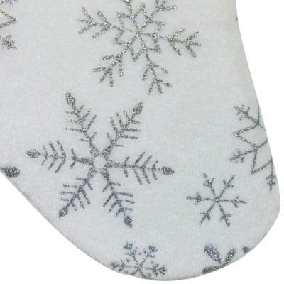 Northlight 20in White And Silver Snowflakes Christmas Stocking