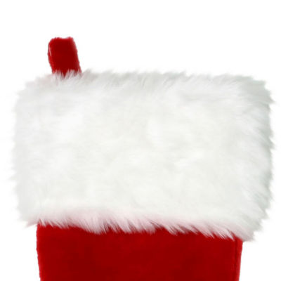 Northlight 20in Red And White Plush Traditional  With Cuff Christmas Stocking