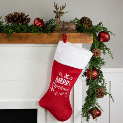 Northlight 20in Red And White Inmerryin Velour Christmas Stocking