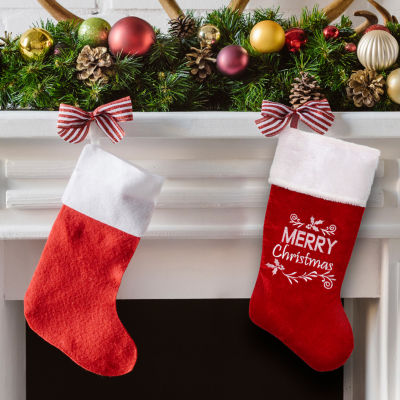 Northlight 20in Red And White Inmerryin Velour Christmas Stocking