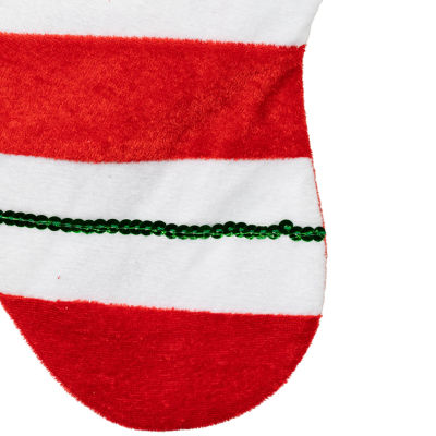 Northlight 18in Green And Red Velvet Sequin Stripe Christmas Stocking