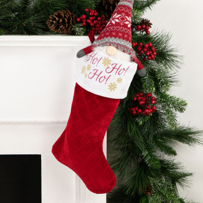 Northlight 19in Quilted Red Velvet Ho! Ho! Ho! Embroidered Christmas Stocking