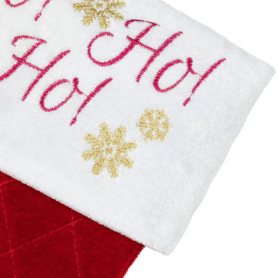 Northlight 19in Quilted Red Velvet Ho! Ho! Ho! Embroidered Christmas Stocking