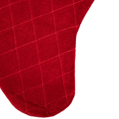 Northlight 19in Quilted Red Velvet Ho! Ho! Ho! Embroidered Christmas Stocking