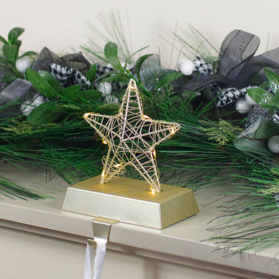 Northlight 7in Led Lighted Gold Wired Star Christmas Stocking Holders