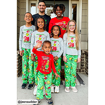 Family Womens Tall Grinch Dr. Seuss Crew Neck Long Sleeve 2-pc. Pant Pajama  Set