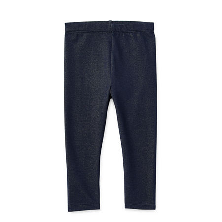 Okie Dokie Baby Girls Knit Denim Knit Full Length Leggings, 24 Months, Blue